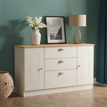 Victoria Grey and Riviera Oak 2 Door Medium Sideboard