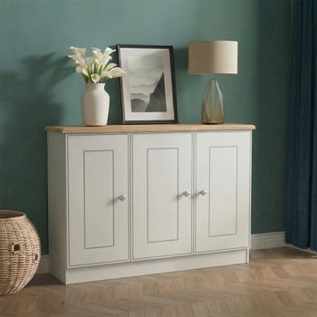 Victoria Grey and Riviera Oak 3 Door Small Sideboard