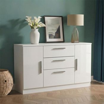 Knightsbridge White Gloss 2 Door Medium Sideboard