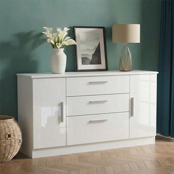 Knightsbridge White Gloss Wide 2 Door Sideboard