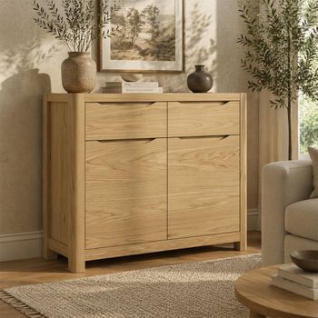 Stockholm Oak Compact 2 Door 2 Drawer Sideboard