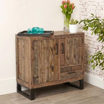 Preston Industrial Rustic 99cm 2 Door 1 Drawer Sideboard