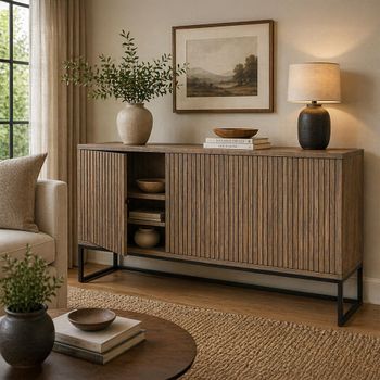 Timo Oiled Oak 3 Door Large Sideboard with Slatted Front - Sizes Available