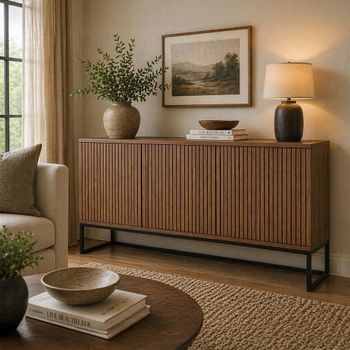 Timo Oiled Walnut 3 Door Large Sideboard with Slatted Front - Sizes Available