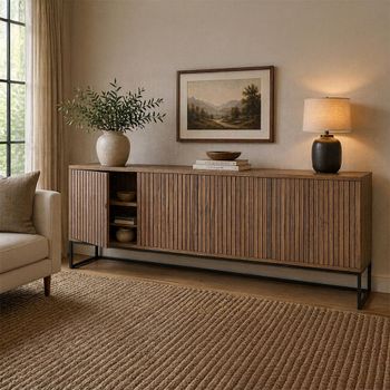 Timo Oiled Oak 4 Door Extra Large Sideboard with Slatted Front - Sizes Available