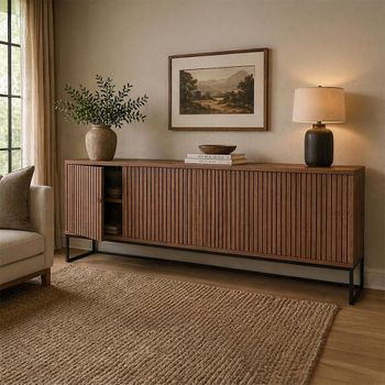 Timo Oiled Walnut 4 Door Extra Large Sideboard with Slatted Front - Sizes Available
