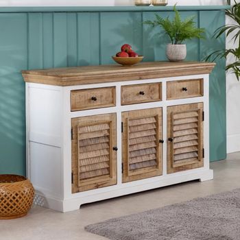 Alfie White Mango Wood 140cm 3 Door Medium Sideboard