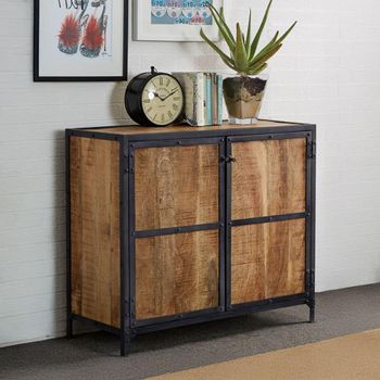 Ascot Wood and Iron Industrial 2 Door Small Sideboard