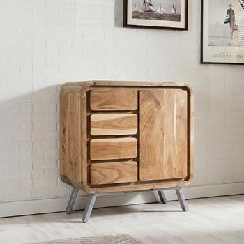 Aspen Reclaimed Wood Industrial 1 Door 4 Drawer Medium Sideboard