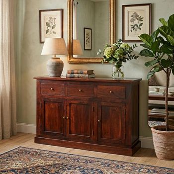 Jaipur Solid Mango Wood 3 Door 3 Drawer Medium Sideboard