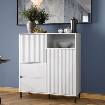 Avenale Alpine White High Gloss 2 Door 2 Drawer Small Sideboard