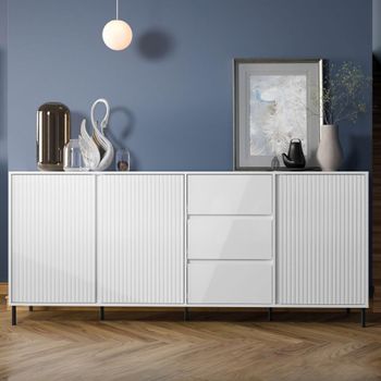 Avenale Alpine White High Gloss 3 Door 3 Drawer Extra Large Sideboard