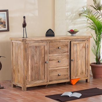 Odisha Solid Mango Wood 145cm 3 Drawer Medium Sideboard