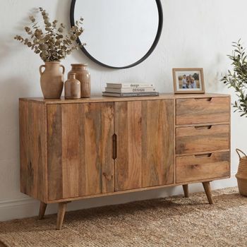 Surya Century Solid Mango Wood 145cm 3 Drawer Medium Sideboard