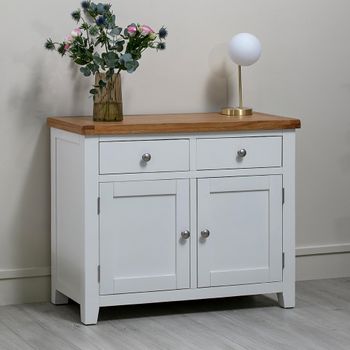 Melbourne White Painted 2 Door 2 Drawer 99cm Small Sideboard