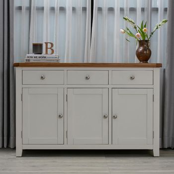 Melbourne White Painted 3 Door 3 Drawer 139cm Medium Sideboard