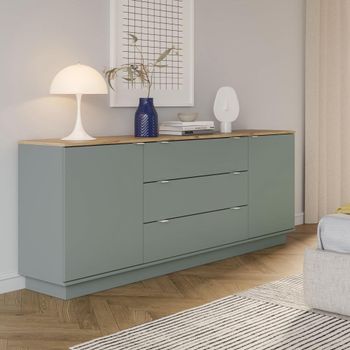 Ganymede Light Oak and Sage 2 Door 3 Drawer Extra Large Sideboard
