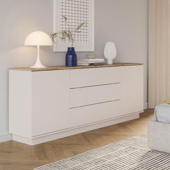 Ganymede Light Oak and Sand 2 Door 3 Drawer Extra Large Sideboard