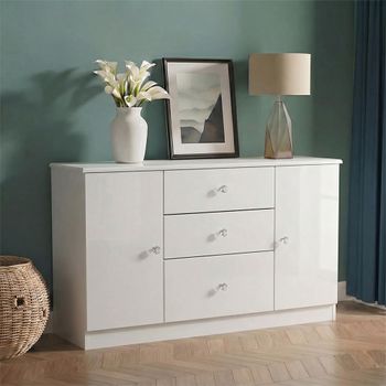 Lumiere White Gloss 2 Door 3 Drawer Medium Sideboard