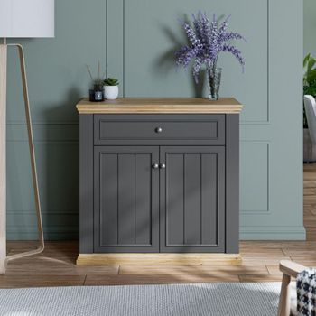 Pontypool Dark Grey and Light Oak 2 Door 1 Drawer Small Sideboard