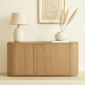Novero Natural Oak 3 Door Large Curved Sideboard