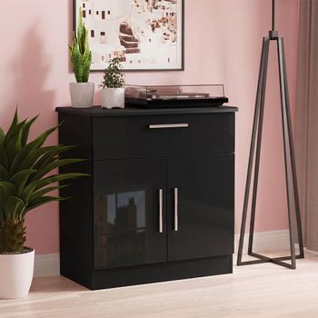 Knightsbridge Gloss Black Compact 2 Door Sideboard