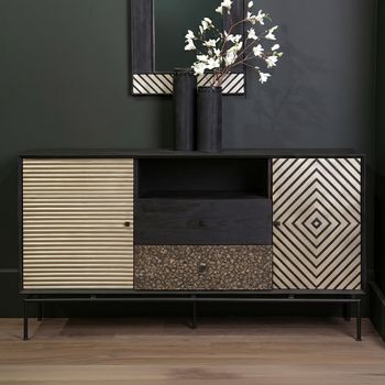 Boho Black Mango Wood 160cm Large Sideboard