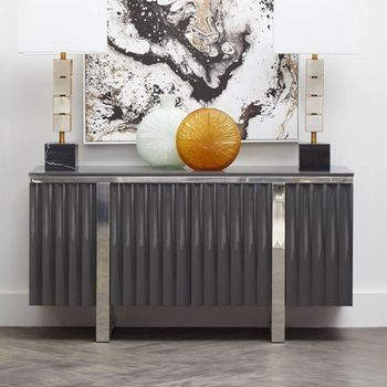 Genoa Grey Fluted 146cm 4 Door Medium Sideboard