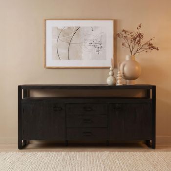 Norris Charcoal Rustic Mango Wood 2 Door 3 Drawer Large Sideboard