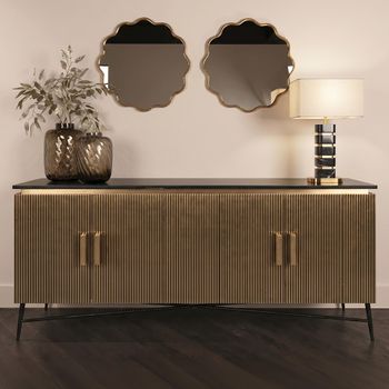 Ironville Brass Ribbed 4 Door Large Sideboard