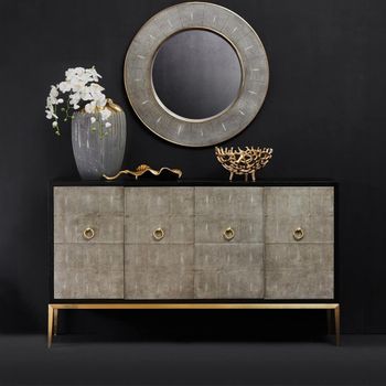 Deruta Grey Faux Shagreen 154cm 4 Door Medium Sideboard