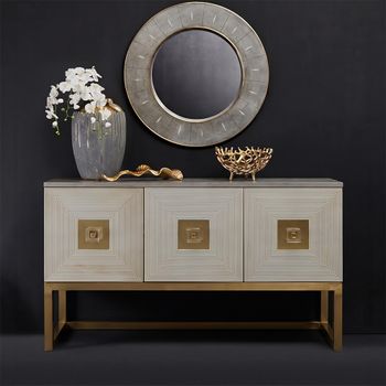 Duvali Silver and Gold 150cm 3 Door Medium Sideboard