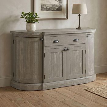 Bordeaux Grey Wooden 4 Door 1 Drawer Large Curved Sideboard