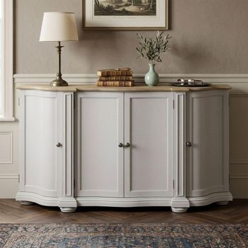 Toulouse Grey Wooden 4 Door Medium Curved Sideboard