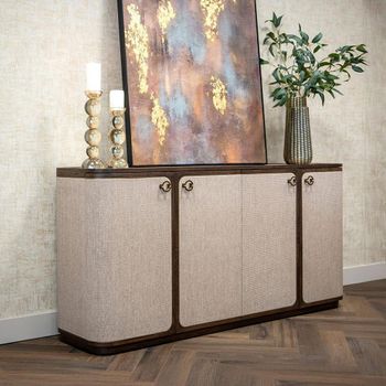 Willox Beige and Brown Oak 4 Door Large Curved Sideboard
