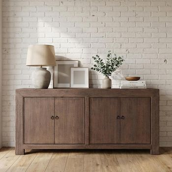 Unique One of a Kind - Dark Brown Oak Wooden 183cm 4 Door Extra Large Sideboard