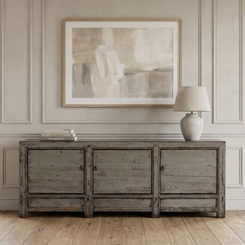 Unique One of a Kind - Distressed Rustic Grey Elm Wood 224cm 3 Door Extra Large Sideboard