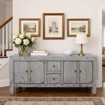 Unique One of a Kind - Distressed Grey Elm Wood 212cm 4 Door 2 Drawer Extra Large Sideboard