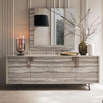 Jupiter Italian Eco Stone and High Gloss Pearl Line 4 Door Extra Large Sideboard