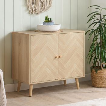Herringford Oak Chevron Compact 80cm 2 Door Sideboard