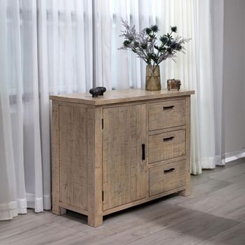 Reclaimed Pine 115cm 1 Door Medium Compact Sideboard