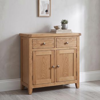 Melbourne Country Rustic Oak 99cm 2 Door 2 Drawer Small Sideboard