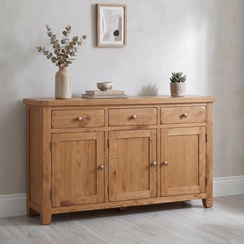 Melbourne Country Rustic Oak 139cm 3 Door 3 Drawer Medium Sideboard