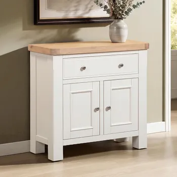 Windsor White Painted 2 Door 1 Drawer 85cm Compact Sideboard