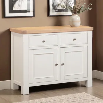 Windsor White Painted 2 Door 2 Drawer 110cm Small Sideboard