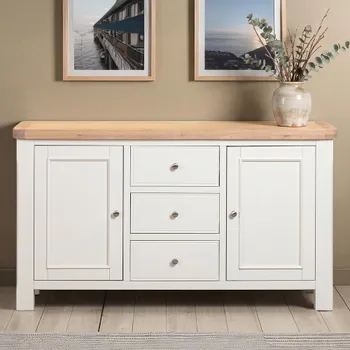 Windsor White Painted 2 Door 3 Drawer 150cm Medium Sideboard