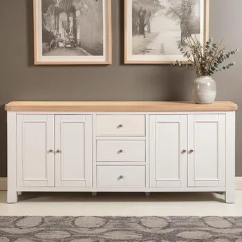 Windsor White Painted 4 Door 3 Drawer 200cm Extra Large Sideboard