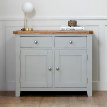 Melbourne French Grey Painted 2 Door 2 Drawer 99cm Small Sideboard