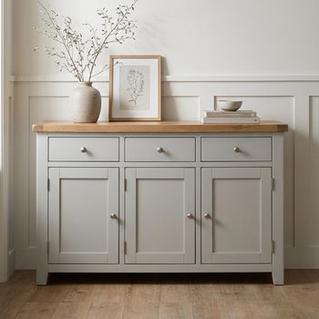 Melbourne French Grey Painted 3 Door 3 Drawer 139cm Medium Sideboard
