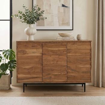 Woodland Natural Acacia Wood 145cm 3 Door Medium Sideboard